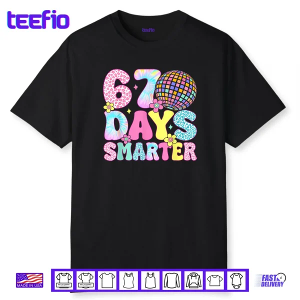 67th Days Smarter Smile Face 67 Days School Teacher Shirt