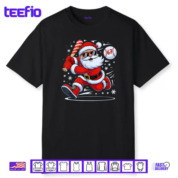 Baseball Santa 67 Christmas Xmas Pajamas Shirt