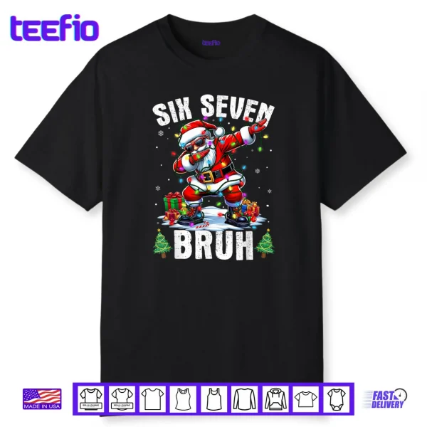 Bruh 67 Six Seven Santa Dabbing Christmas Shirt