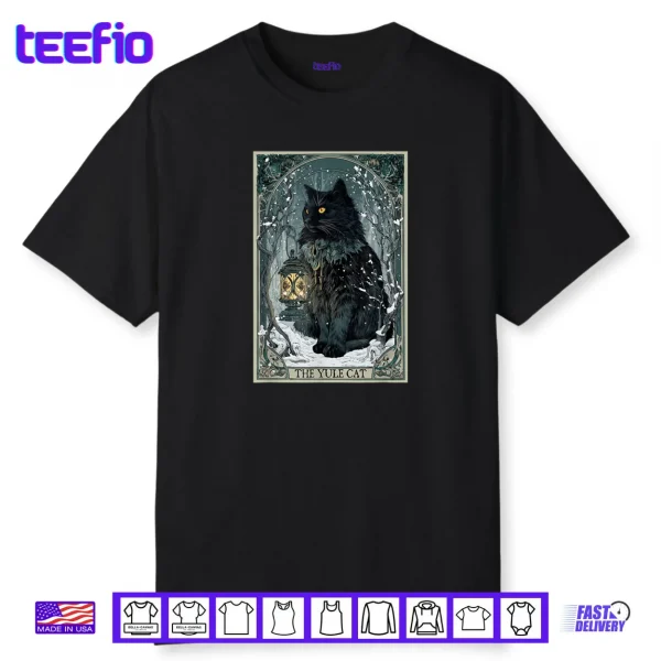 Creepmas Vintage The Yule Cat Tarot Card Dark Christmas Shirt