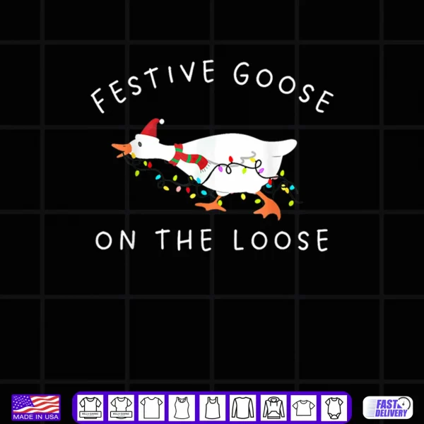 Design Festive Goose on The Loose Christmas Retro Shirt
