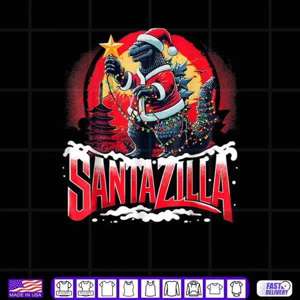 Kaiju Christmas Santazilla Japanese Monster Dinosaur Shirt 4 Design Kaiju Christmas Santazilla Japanese Monster Dinosaur Shirt