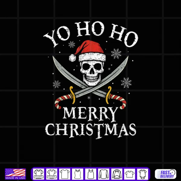 Design Yo Ho Ho Merry Christmas Holiday Pirate Santa Hat Boating Shirt