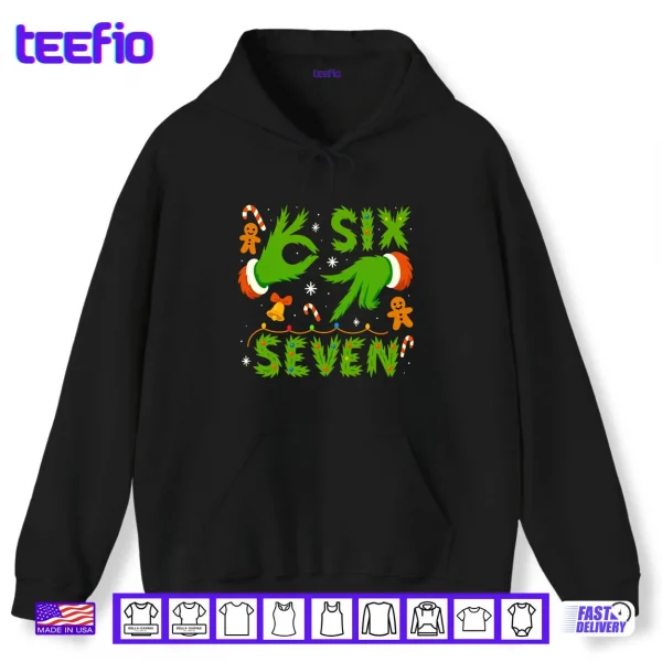 67 Green Hands Christmas Shirt Six Seven Meme Brainrot Xmas Shirt 2 Hoodie 67 Green Hands Christmas Shirt Six Seven Meme Brainrot Xmas Shirt