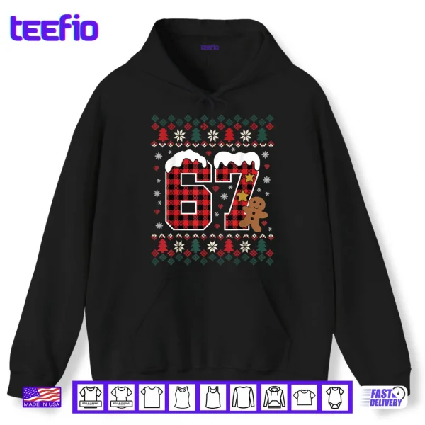 Funny 67 Christmas Pajamas Shirt Six Seven Meme Brainrot Shirt 2 Hoodie Funny 67 Christmas Pajamas Shirt Six Seven Meme Brainrot Shirt