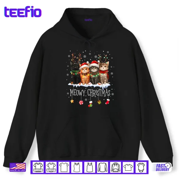 Meowy Catmas Cat Christmas Cute Kitten Cats Santa Hat Xmas Shirt 2 Hoodie Meowy Catmas Cat Christmas Cute Kitten Cats Santa Hat Xmas Shirt