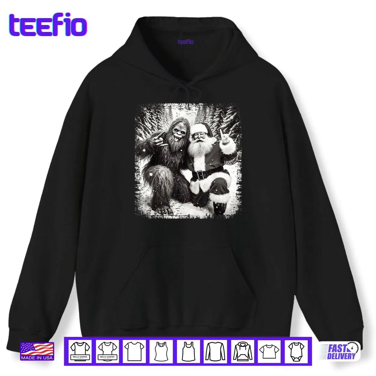 Santa with Bigfoot Christmas Lights Funny Sasquatch Believe Shirt Santa with Bigfoot Christmas Lights Funny Sasquatch Believe Shirt