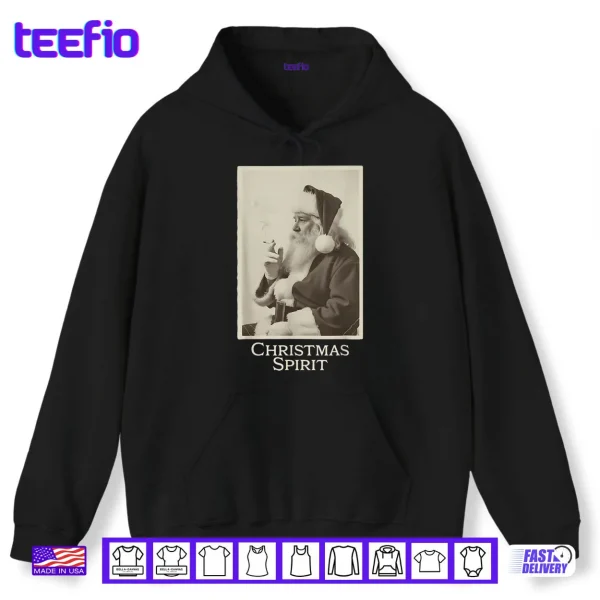 Hoodie Smoking Santa Claus Christmas Spirit Christmas Vintage Shirt
