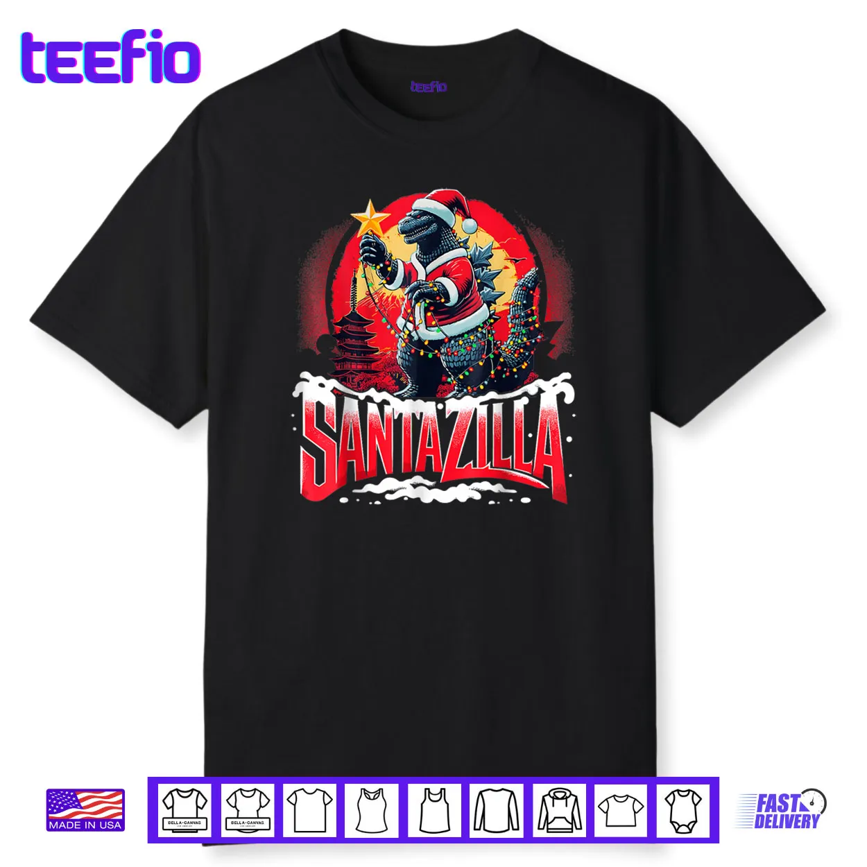 Kaiju Christmas Santazilla Japanese Monster Dinosaur Shirt Kaiju Christmas Santazilla Japanese Monster Dinosaur Shirt