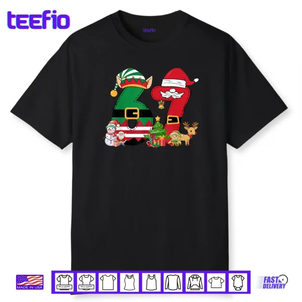 Meme 6 7 Christmas 67 Santa Elf Shirt
