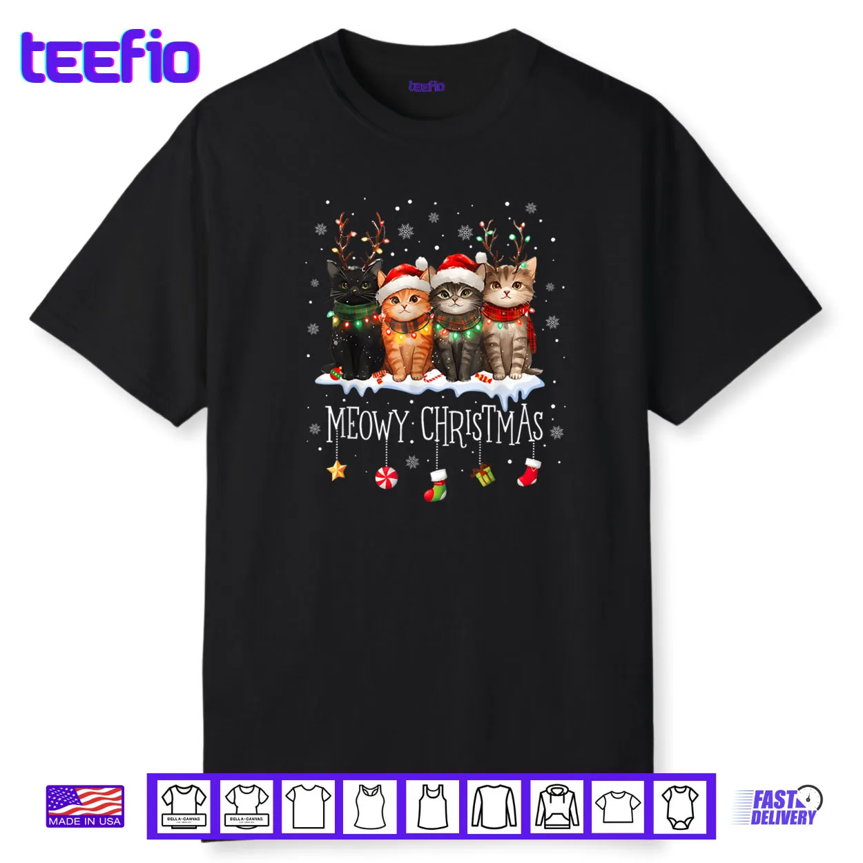 Meowy Catmas Cat Christmas Cute Kitten Cats Santa Hat Xmas Shirt Meowy Catmas Cat Christmas Cute Kitten Cats Santa Hat Xmas Shirt