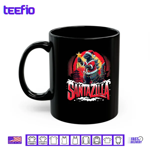 Kaiju Christmas Santazilla Japanese Monster Dinosaur Shirt 3 Mug Kaiju Christmas Santazilla Japanese Monster Dinosaur Shirt