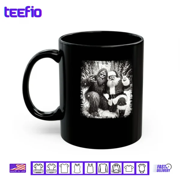 Santa with Bigfoot Christmas Lights Funny Sasquatch Believe Shirt 3 Mug Santa with Bigfoot Christmas Lights Funny Sasquatch Believe Shirt