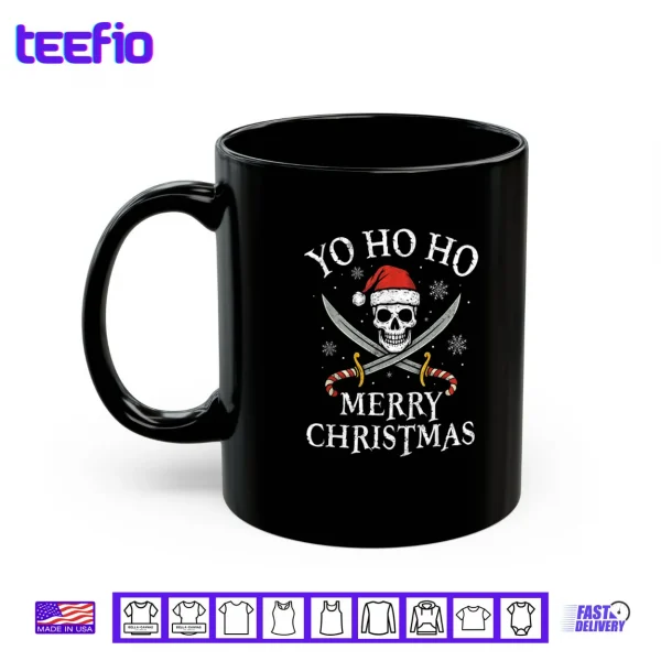 Mug Yo Ho Ho Merry Christmas Holiday Pirate Santa Hat Boating Shirt