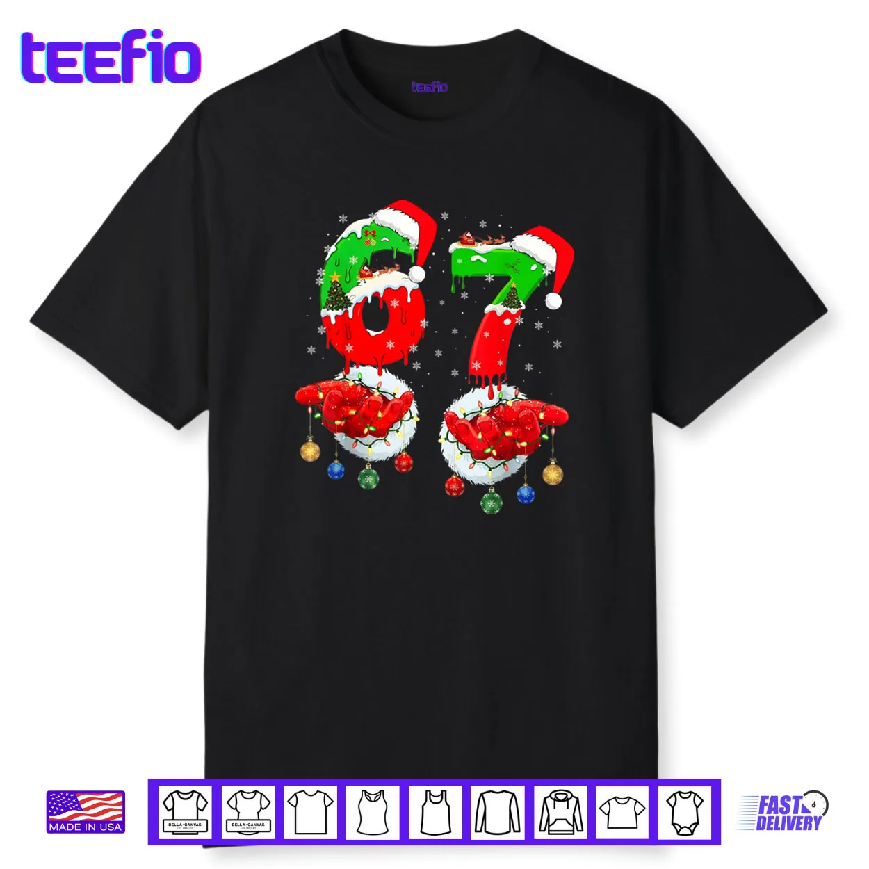 Six Seven 67 Meme 6 7 Christmas Santa Hand Shirt Six Seven 67 Meme 6 7 Christmas Santa Hand Shirt
