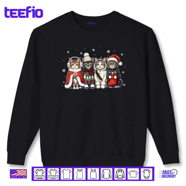 Cat Christmas Light Reindeer Santa Christmas Cat Lover Xmas Shirt 1 Sweatshirt Cat Christmas Light Reindeer Santa Christmas Cat Lover Xmas Shirt