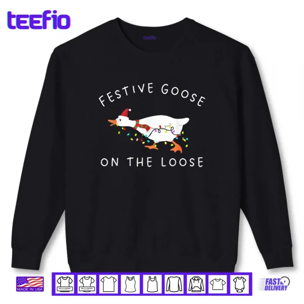 Sweatshirt Festive Goose on The Loose Christmas Retro Shirt