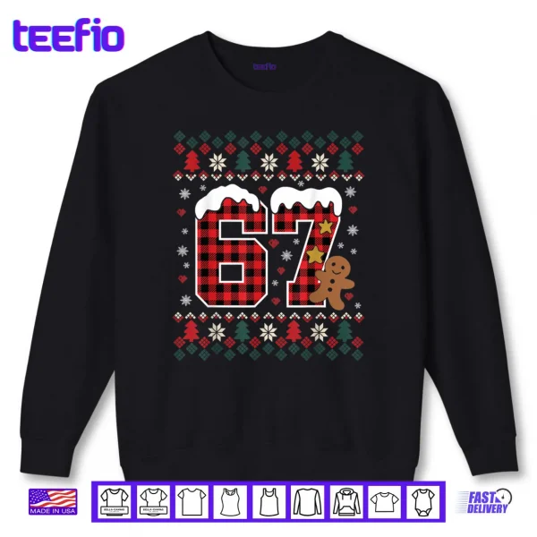 Funny 67 Christmas Pajamas Shirt Six Seven Meme Brainrot Shirt 1 Sweatshirt Funny 67 Christmas Pajamas Shirt Six Seven Meme Brainrot Shirt