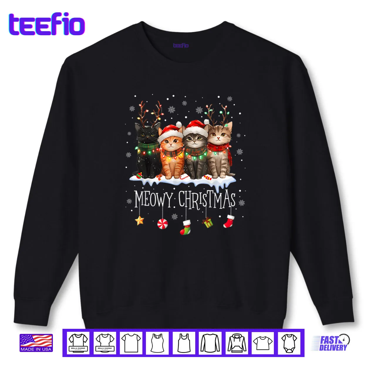 Meowy Catmas Cat Christmas Cute Kitten Cats Santa Hat Xmas Shirt Meowy Catmas Cat Christmas Cute Kitten Cats Santa Hat Xmas Shirt