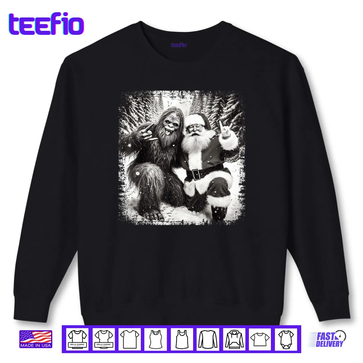 Santa with Bigfoot Christmas Lights Funny Sasquatch Believe Shirt Santa with Bigfoot Christmas Lights Funny Sasquatch Believe Shirt