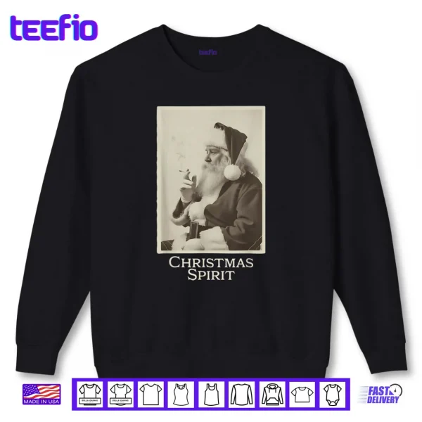 Sweatshirt Smoking Santa Claus Christmas Spirit Christmas Vintage Shirt