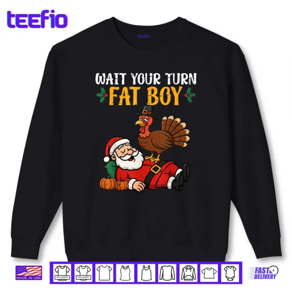 Sweatshirt Thanksgiving Christmas Turkey vs Santa Shirt