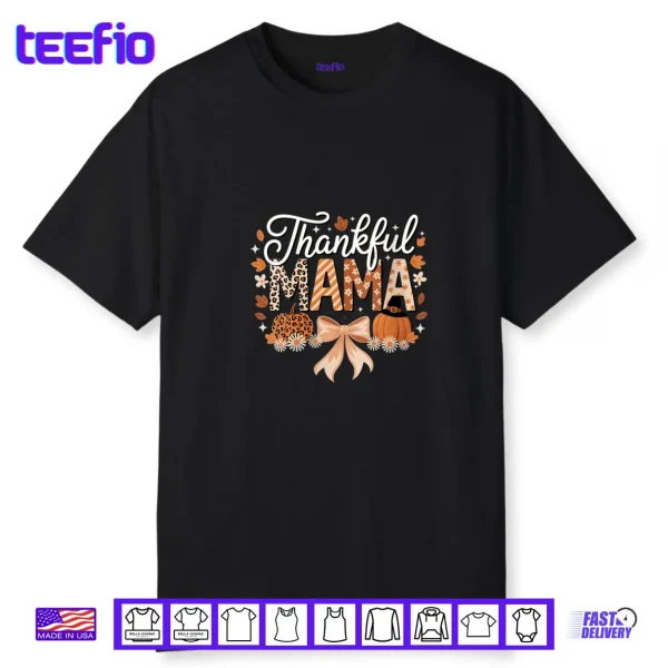 Thankful Mama Coquette Bows Mom Fall Thanksgiving Shirt