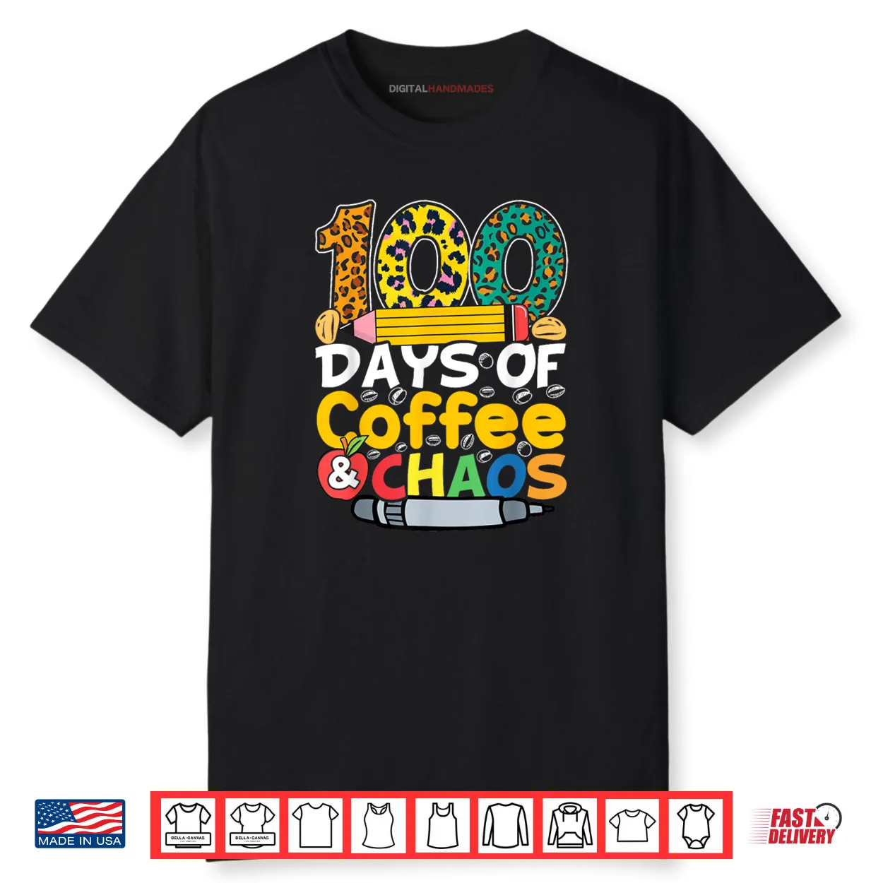 100 Days of School Coffee Lover 100th Day of School Teacher Shirt