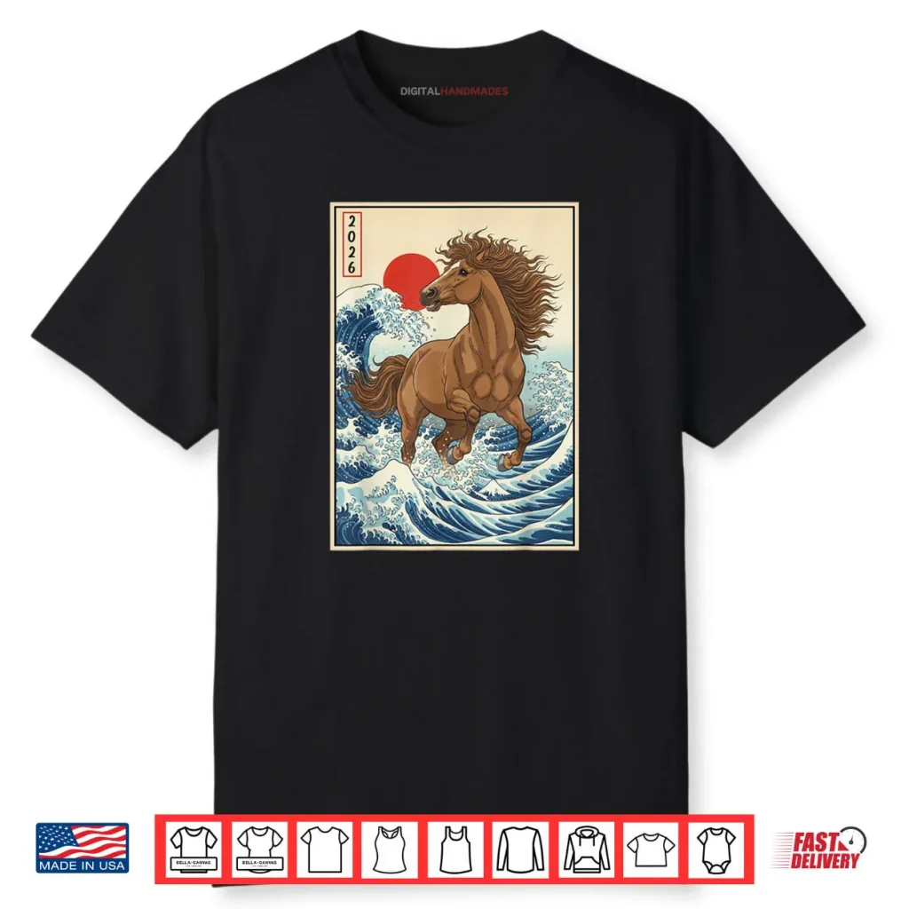 2026 Year of The Horse Japanese Wave Art Lunar New Year 2026 Shirt 1 2026 Year of The Horse Japanese Wave Art Lunar New Year 2026 Shirt