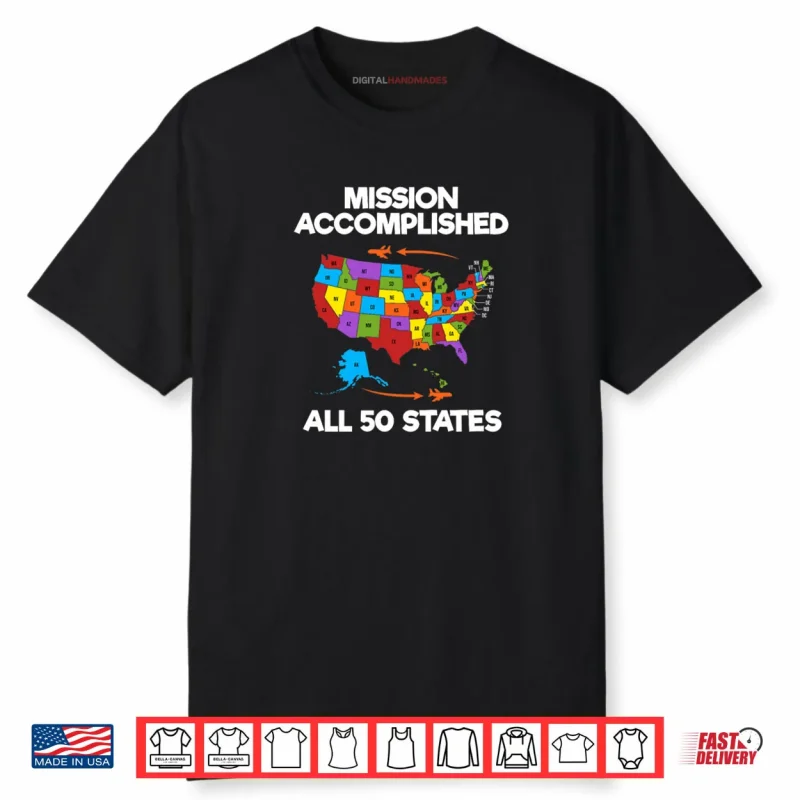 50 States of America Adventure Map Road Trip Travelers Shirt