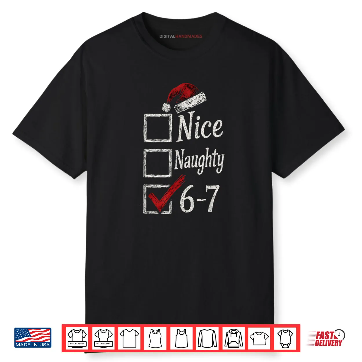 6 7 Meme Nice Naughty 67 Christmas Brain Rot Shirt