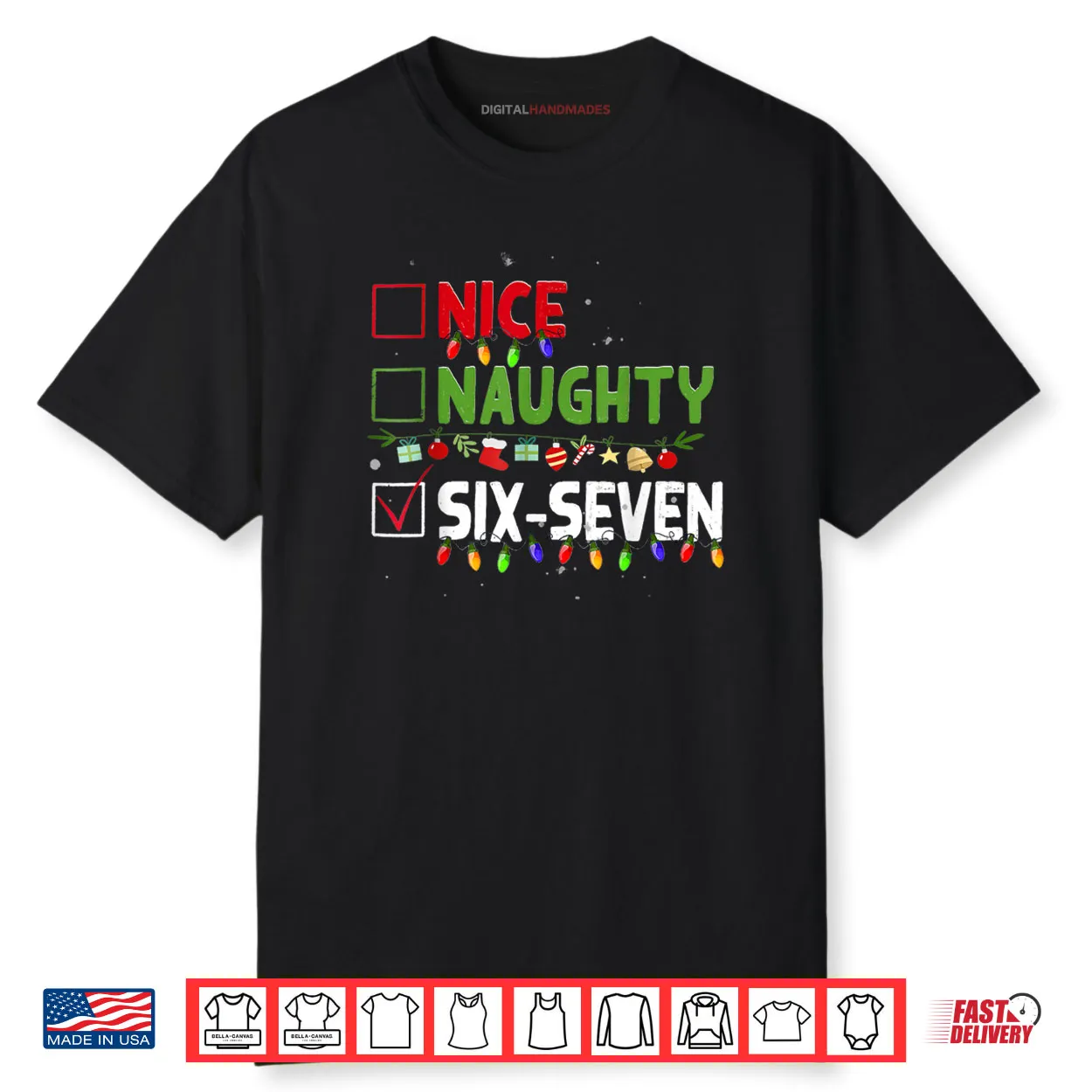 6 7 Meme Nice Naughty Six Seven 67 Funny Christmas Pajama Shirt