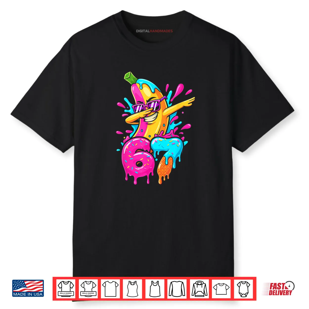 67 Baseball Dabbing Banana 6 7 Dripping Ice Cream Meme Shirt