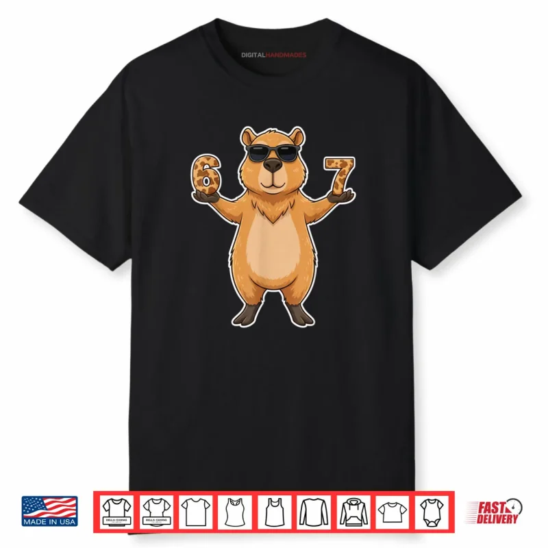 67 Capybara Sunglasses Gen Alpha Slang Funny six Seven Meme Shirt