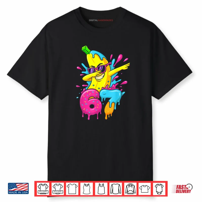 67 Dabbing Banana Baseball 6 7 Dripping Ice Cream Meme Shirt