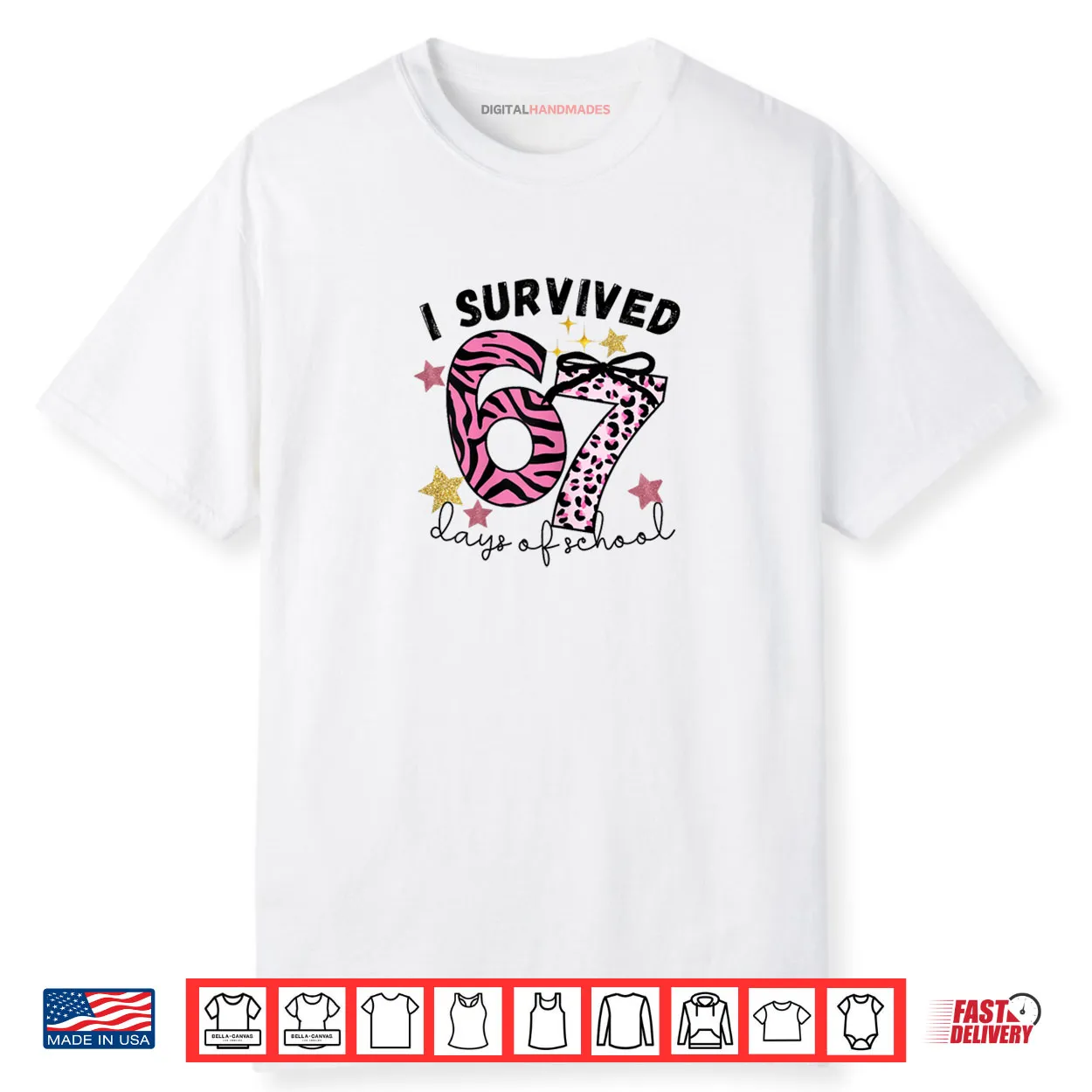 67 Days of School Pink Leopard Girl Glam Zebra Shirt