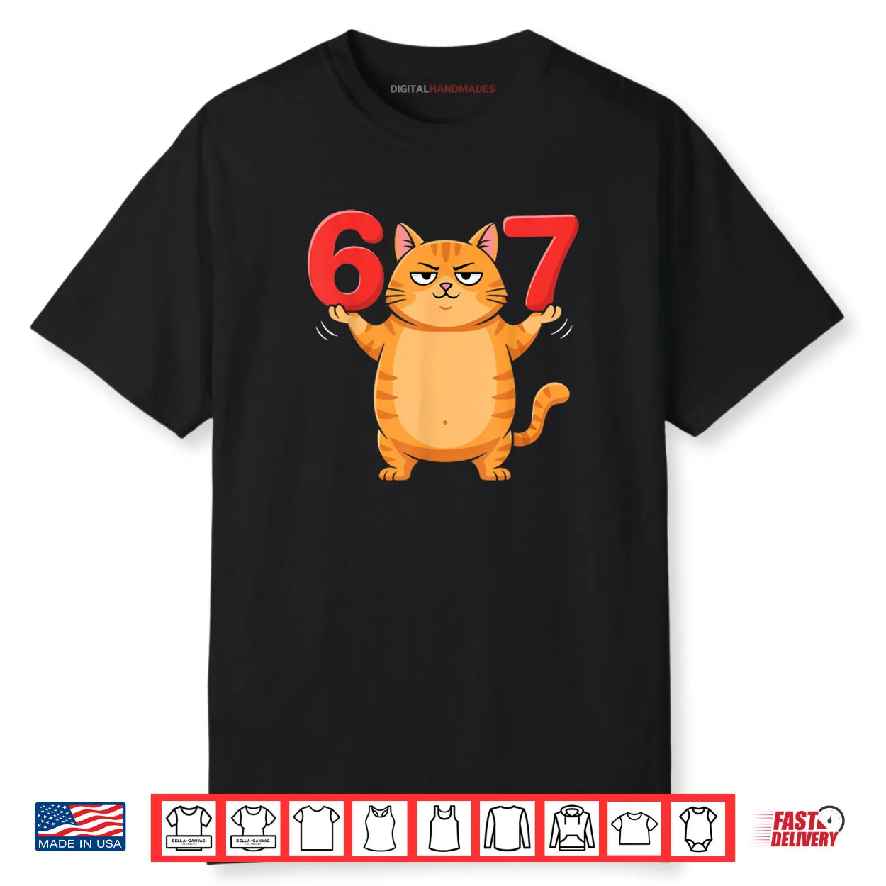 67 Funny Cat Six Seven Meme Gen Z Alpha Humor Animal Lovers Shirt