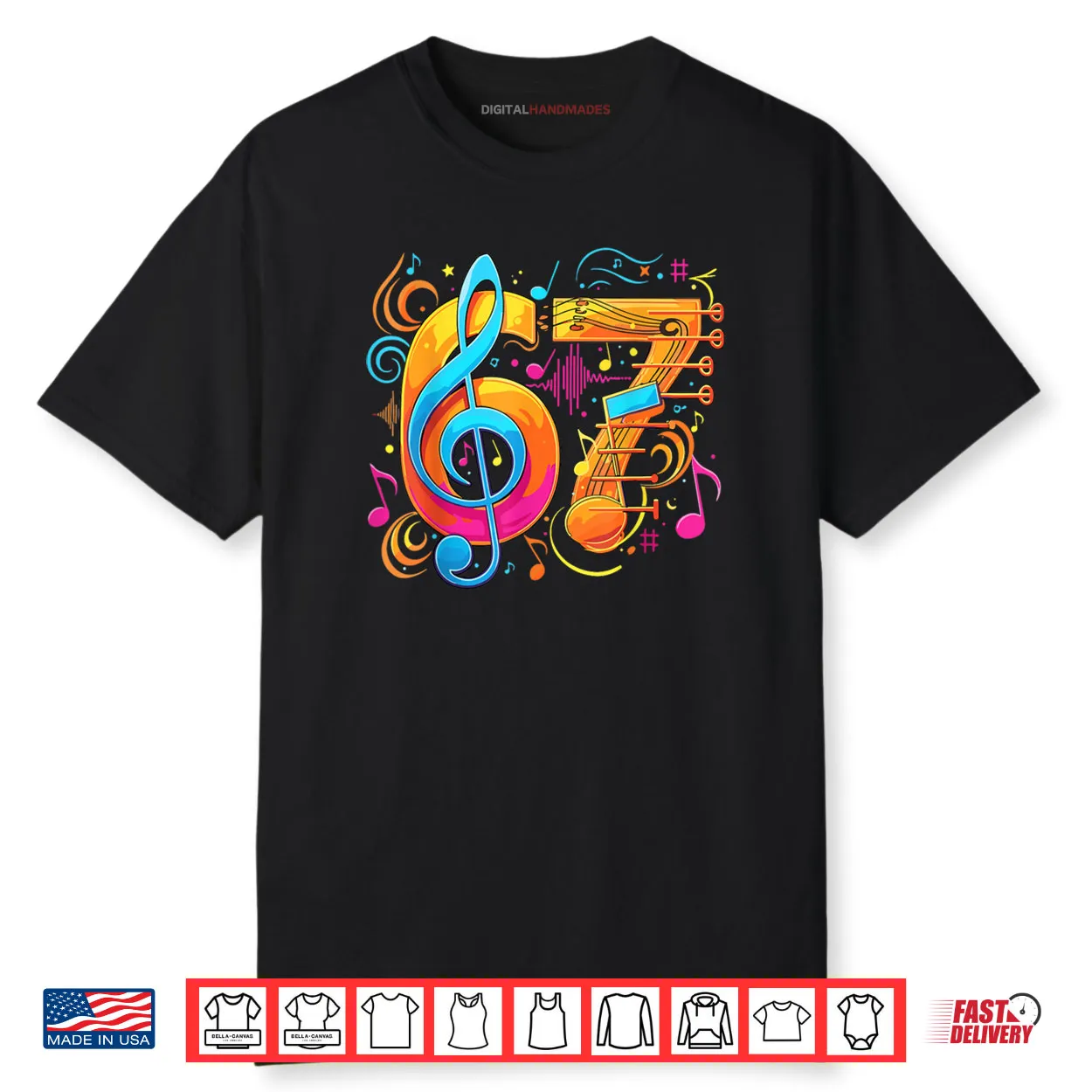 67 Meme Funny Music Notes Six Seven Shirt