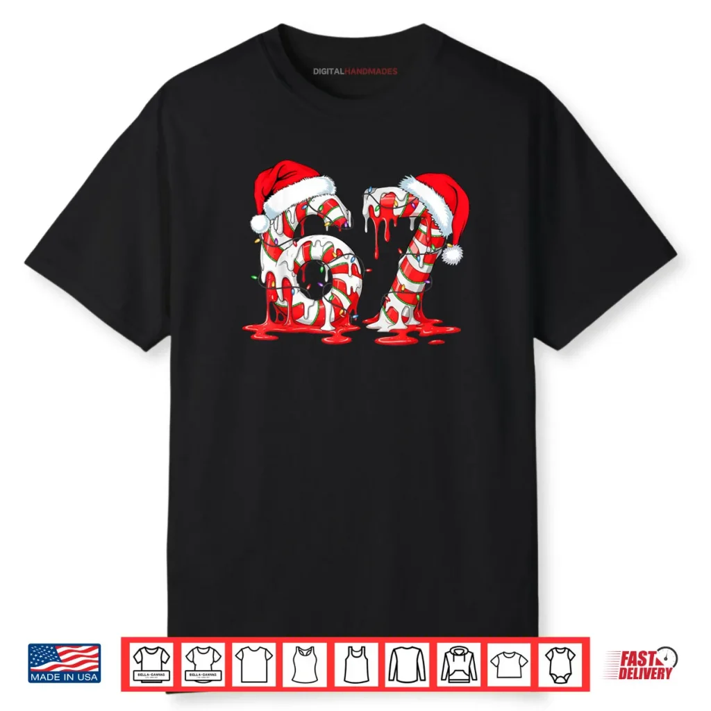 67 Meme Six Seven Candy Canes Drip Christmas Pajamas Holiday Shirt