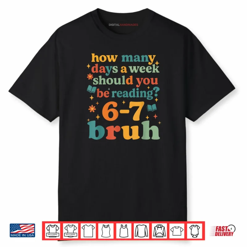 67 Reading ELA Teacher Retro Librarian 6 7 Meme Six Seven Shirt