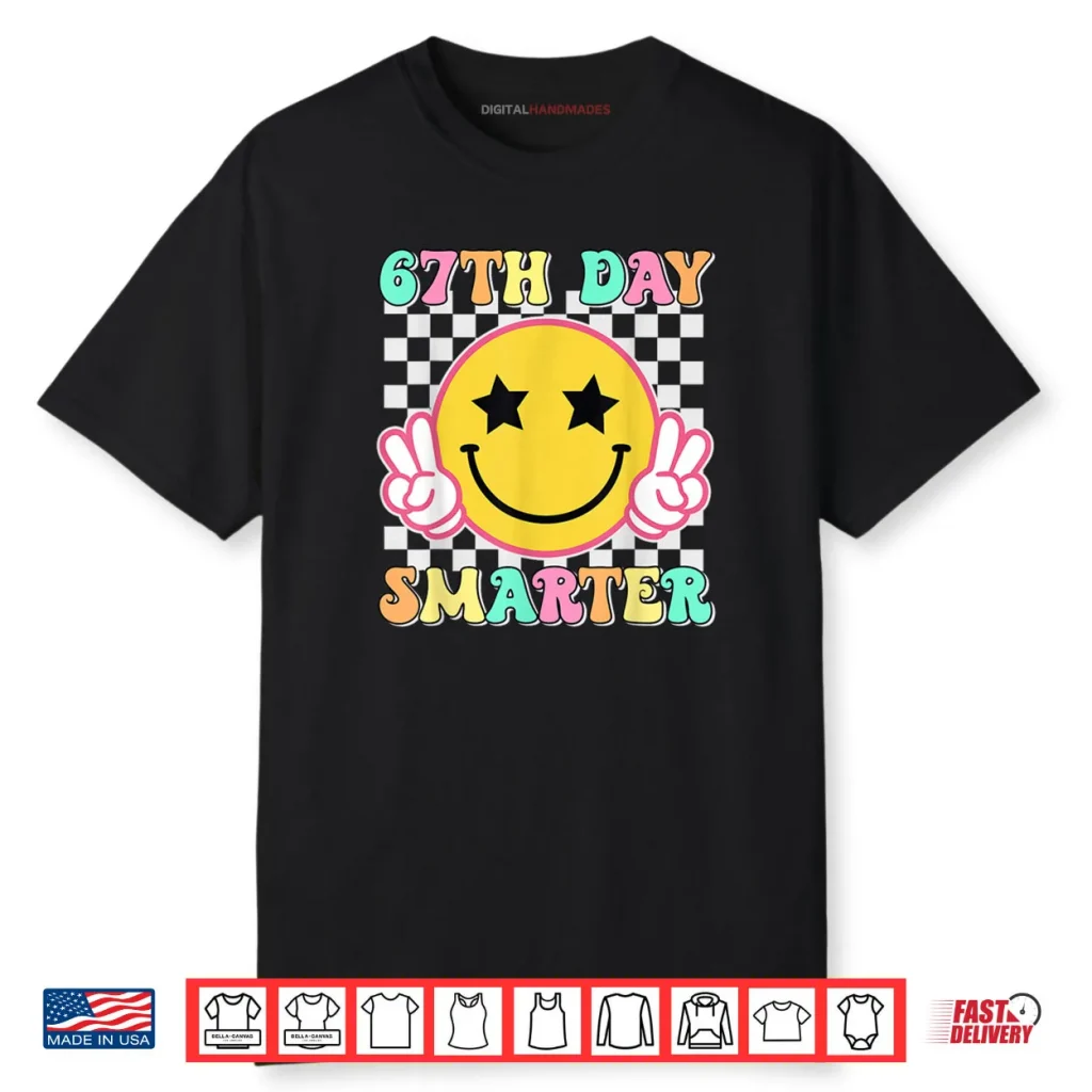 67th Day of School 67 Days Smarter Teacher Student Groovy Shirt 1 67th Day of School 67 Days Smarter Teacher Student Groovy Shirt