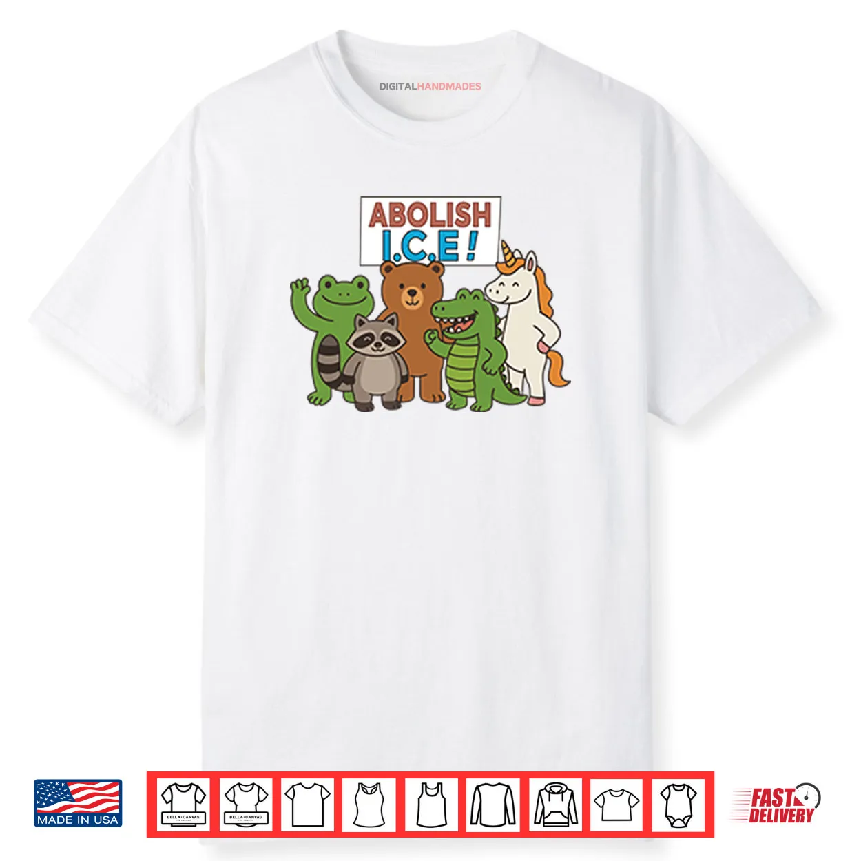 Abolish ICE Frog Unicorn Raccoon Bear Dinosaur Protest Shirt