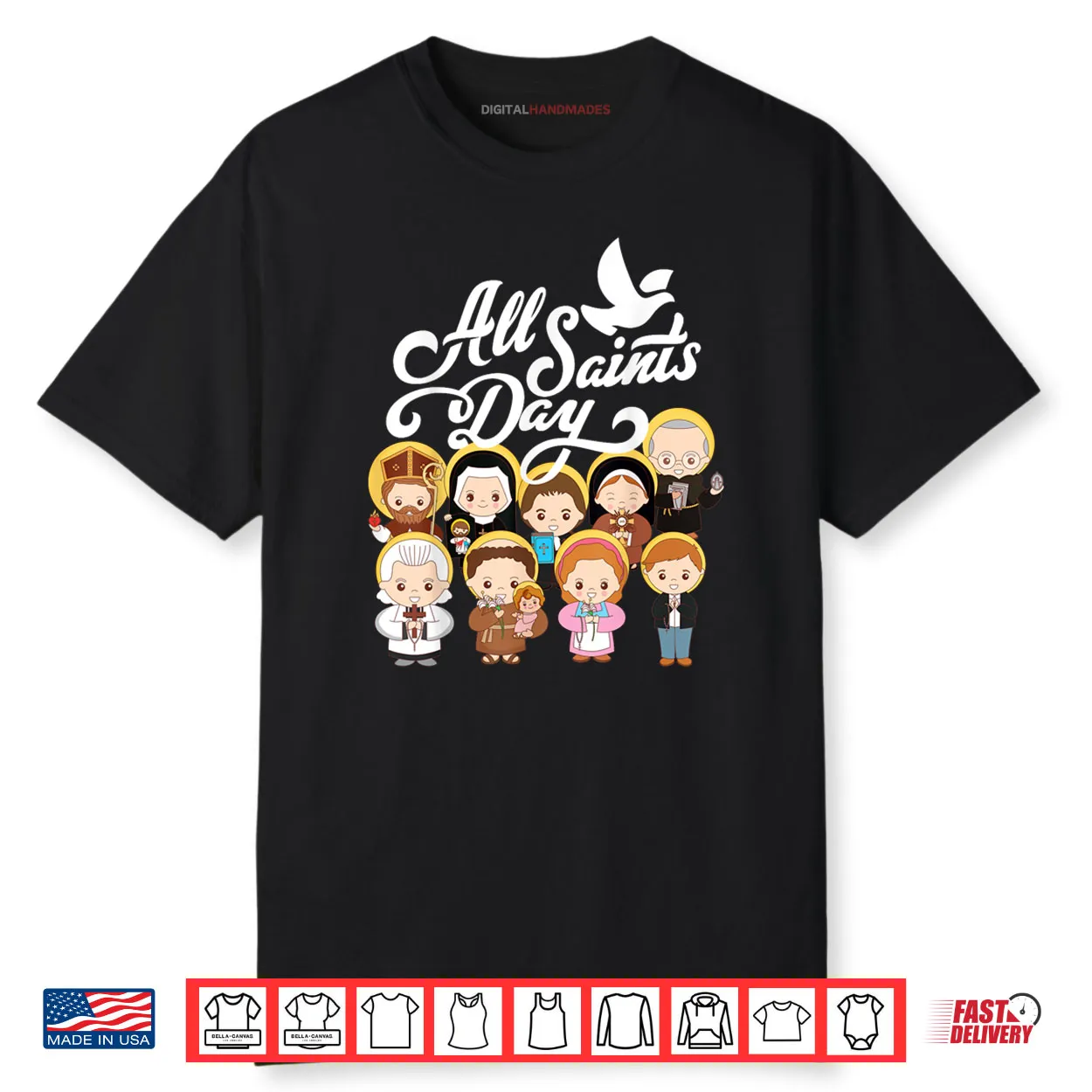 All Saints Day Catholic St Anthony Faustina Kolbe Goretti Shirt