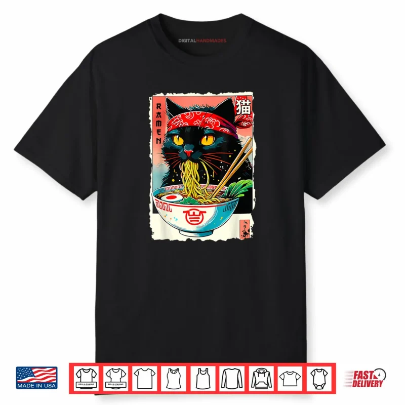 Anime Cat Ramen Japanese Kawaii Cat Anime Shirt