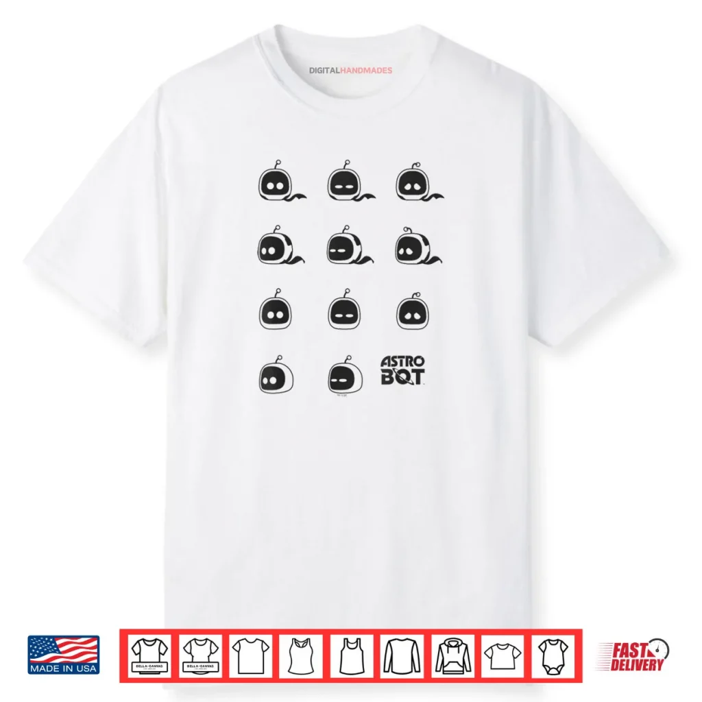 Astro Bot Character Faces Grid Video Game Shirt 1 Astro Bot Character Faces Grid Video Game Shirt