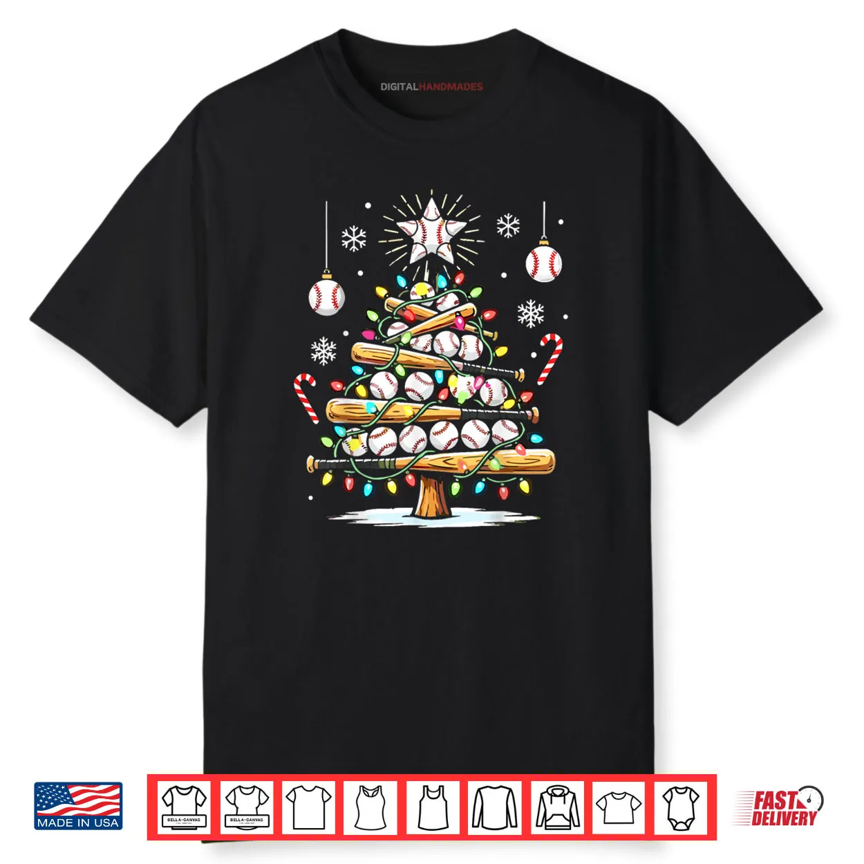 Baseball Christmas Tree Lights Shirt