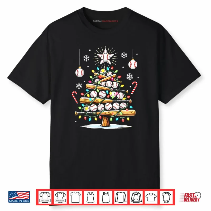 Baseball Christmas Tree Lights Shirt