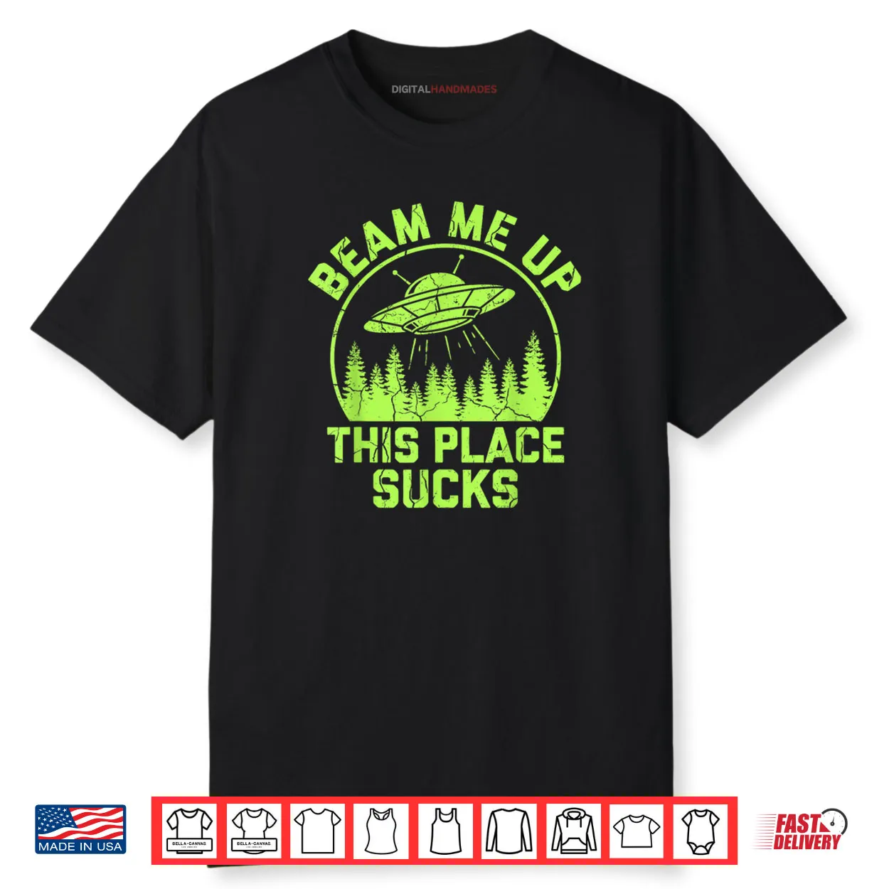 Beam Me Up This Place Sucks Funny Alien UFO Shirt