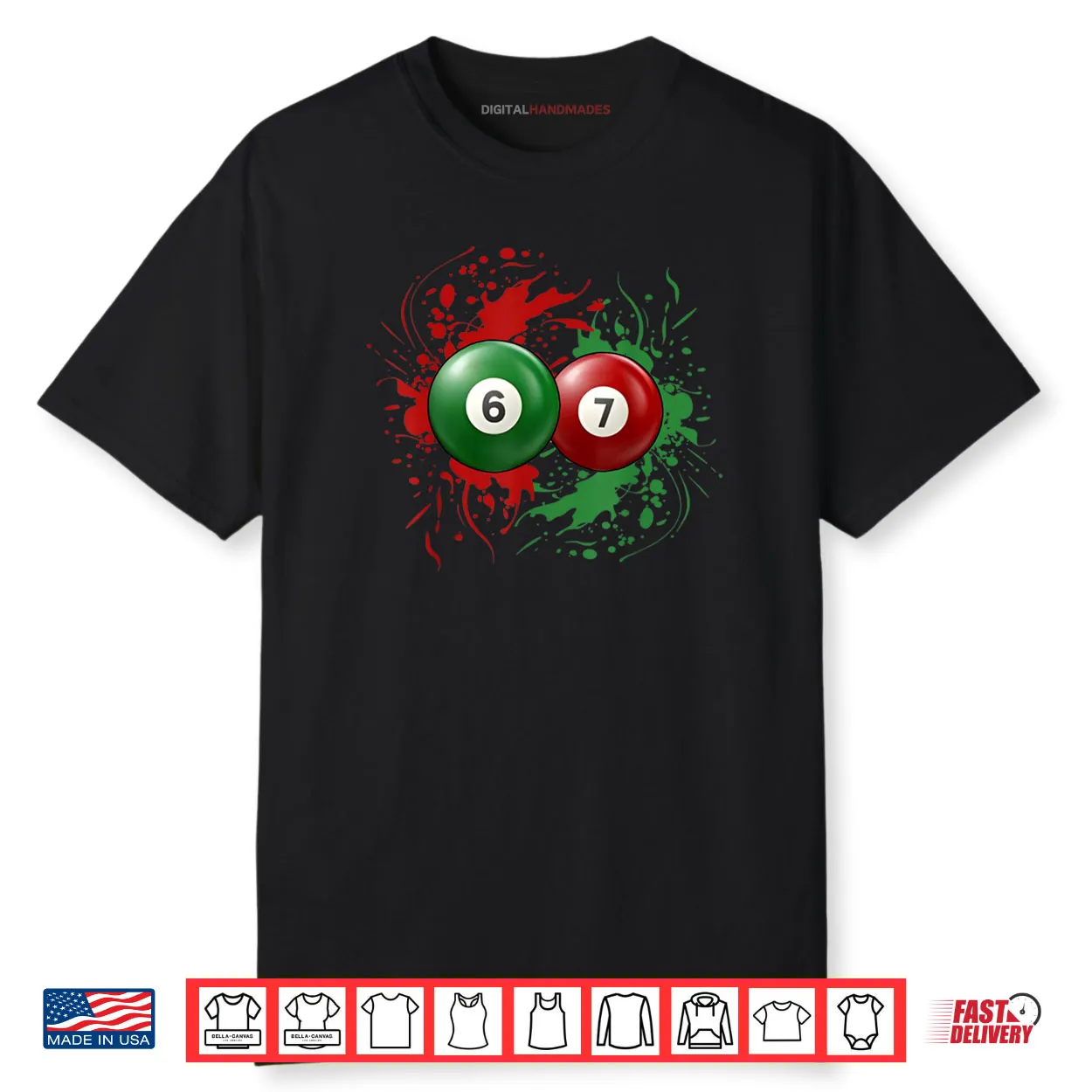 Billiard Balls for 6  Ball and 7 Ball Matching Shirt