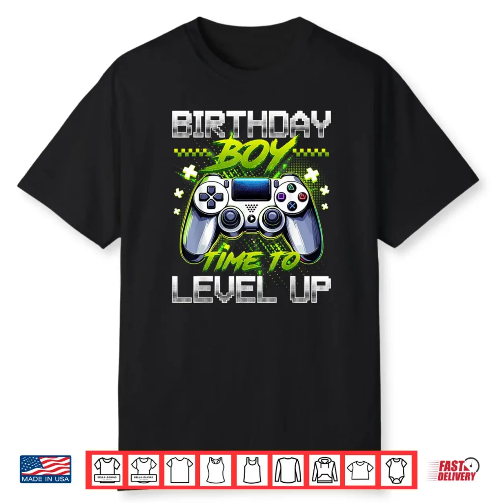 Birthday Boy Time to Level Up Video Game Birthday Party Boys Shirt